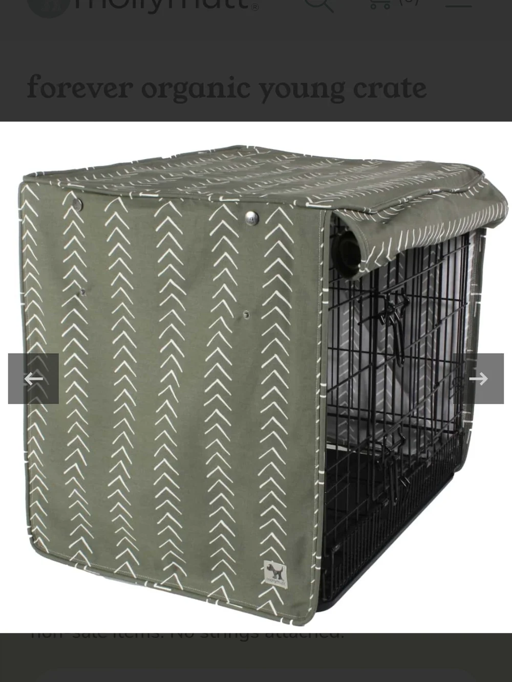 Quilted Dog Print Crate Cover in Olive Green with Plaid Reverse